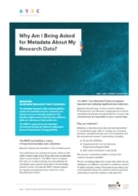 Screenshot of cover of guide - Why am I being asked for metadata about my research data