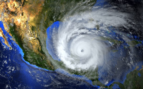 Satellite imagery of a hurrican in the Gulf of Mexico