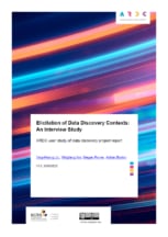 The colourful cover of the A R D C's Elicitation of Data Discovery Contexts: An Interview Study" report with the subtitle "ARDC user study of data discovery project report" and the names of the authors, the version number is 1.0 and the date 30 June 2022.