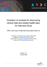 Cover of the A R D C report Elicitation of Contexts for Discovering Clinical Trials and Related Health Data: An Interview Study