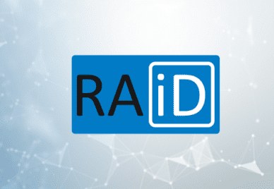 The RAiD logo against a background with interconnected dots