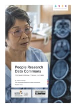Cover of the People Research Data Commons consultation report featuring an elderly patient looking at an MRI scan