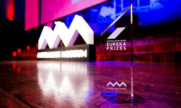 The Australian Museum Eureka Prize for Excellence in Research Software - award in front of the Eureka Prize stage