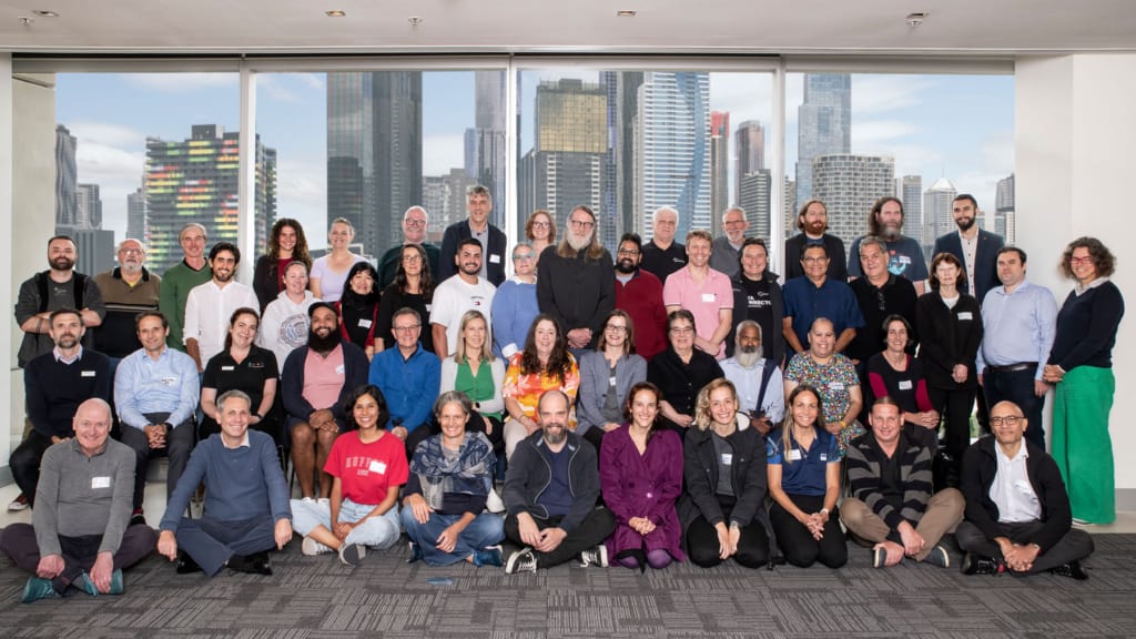 A group photo of the attendees of the symposium for the HASS Research Data Commons and Indigenous Research Capability
