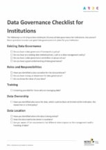 Thumbnail of the data governance checklist for institutions