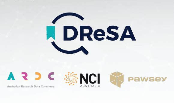 Logos of DReSA, ARDC, NCI and Pawsey