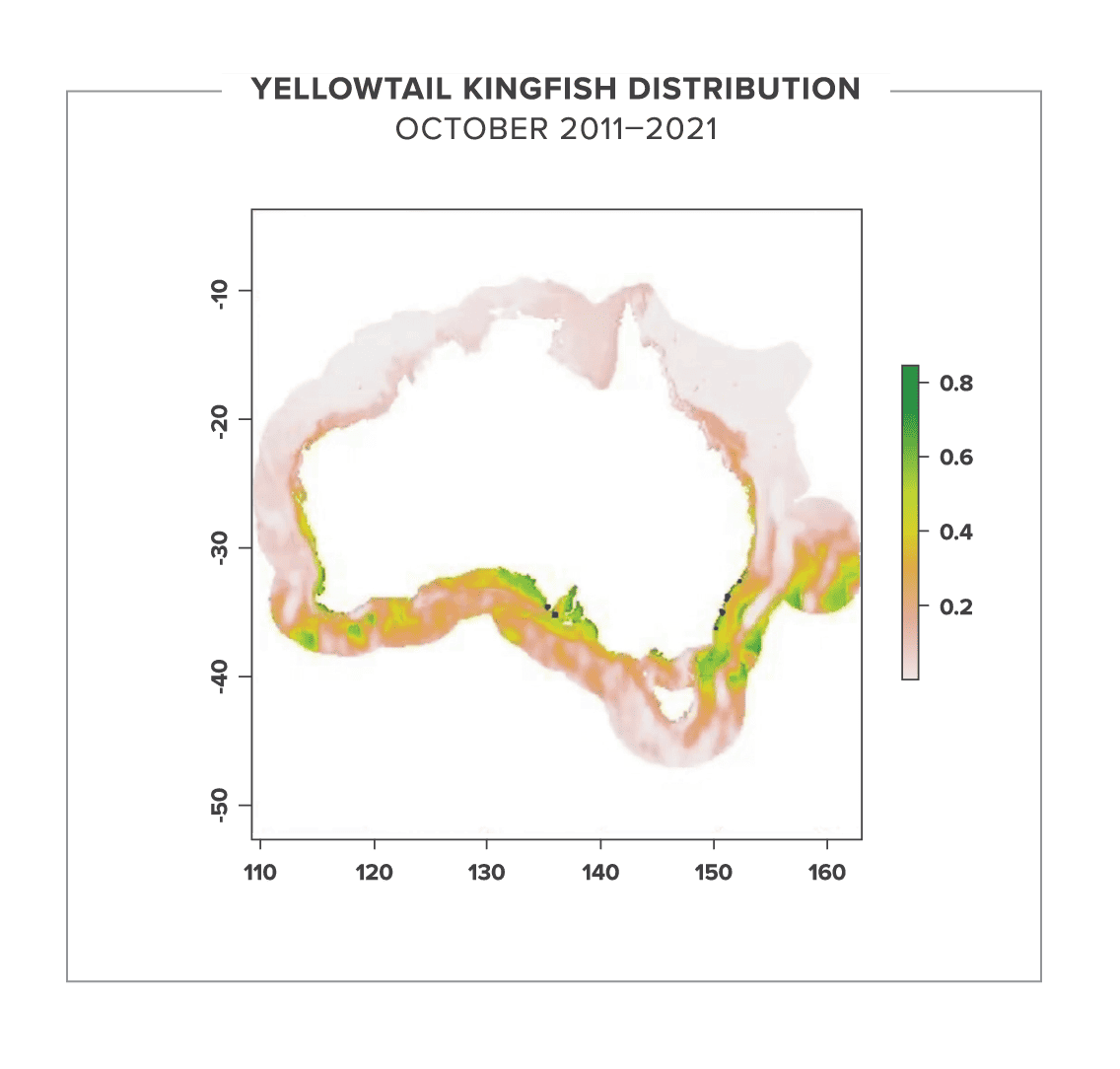 A heatmap of the Australian coastline