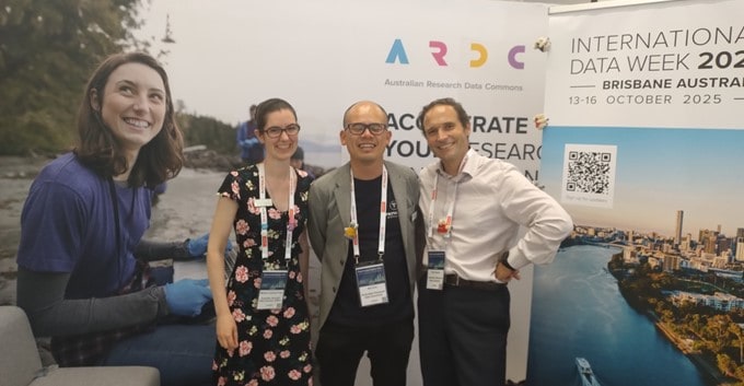 3 ARDC staff at the ARDC booth at Supercomputing Asia 2024
